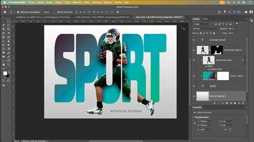 Atelier créatif Photoshop Intermédiaire — intégration typographique sur une affiche sportive