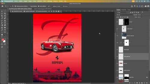 Atelier créatif Photoshop Ferrari — création avancée et export professionnel