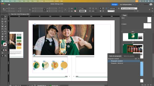 Atelier créatif InDesign Intermédiaire — projet de synthèse Starbucks, l'atelier le plus dense