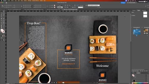 Atelier créatif InDesign Intermédiaire — menu de restaurant japonais, projet de synthèse