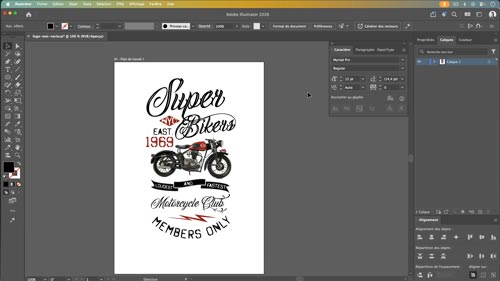 Atelier créatif Illustrator Initiation — visuel motard, composition illustrée