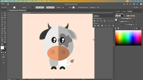 Atelier créatif Illustrator Initiation — illustration de vache, Pathfinder et alignement