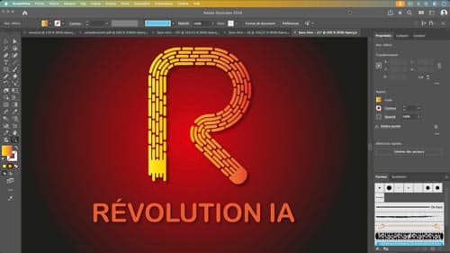 Atelier créatif Illustrator Intermédiaire — logo Révolution, identité graphique complète