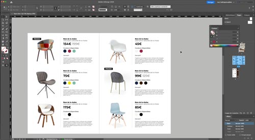 Atelier créatif InDesign Initiation — catalogue mobilier de 4 pages