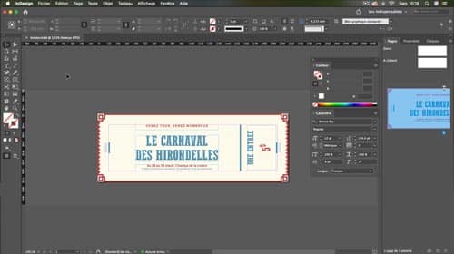 Atelier créatif InDesign Initiation — ticket d'évènement mis en page